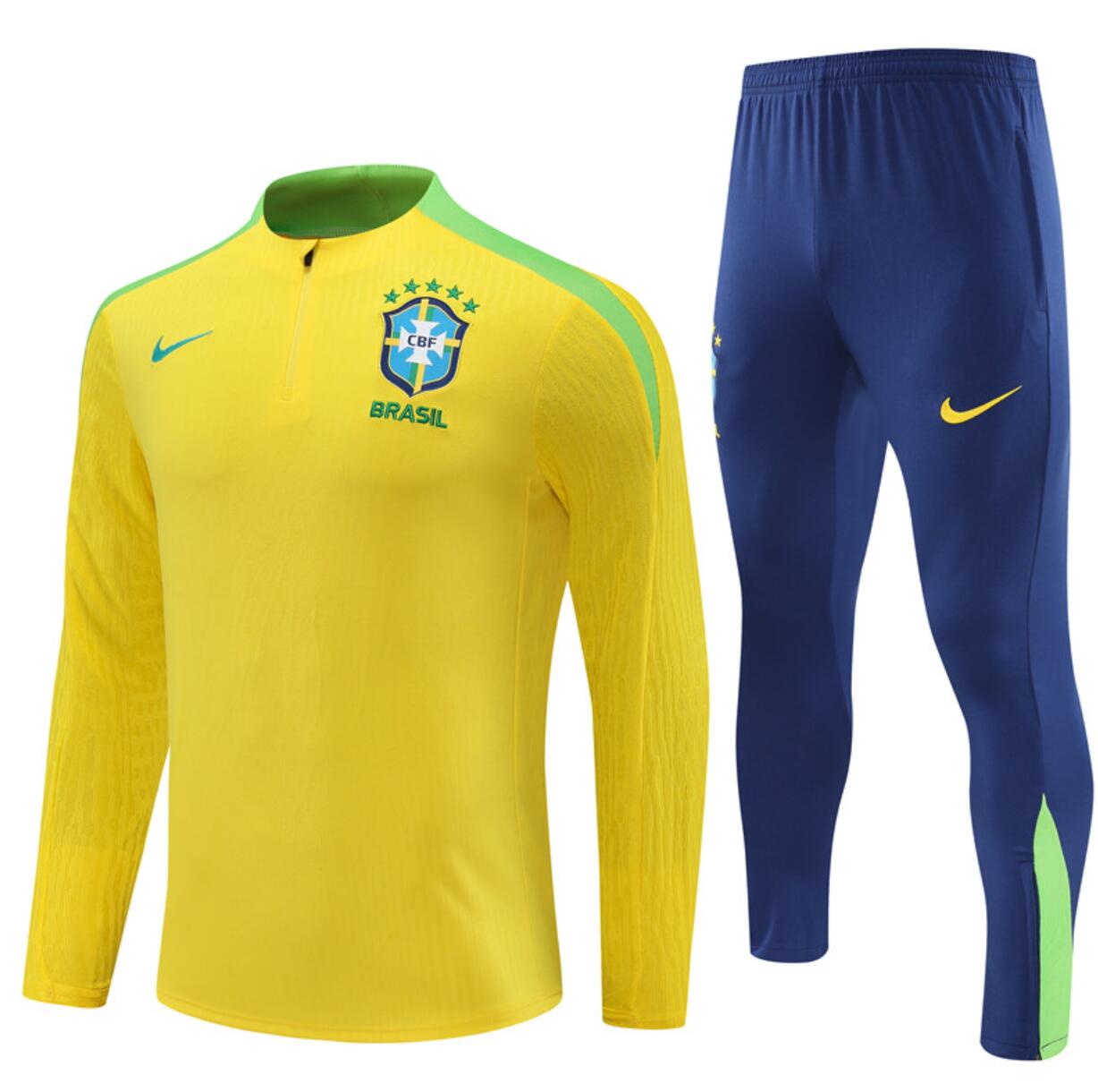 Maillots BRASIL Pre-Match (Hombre/Junior) Amarillo 24/25 + Pantalon