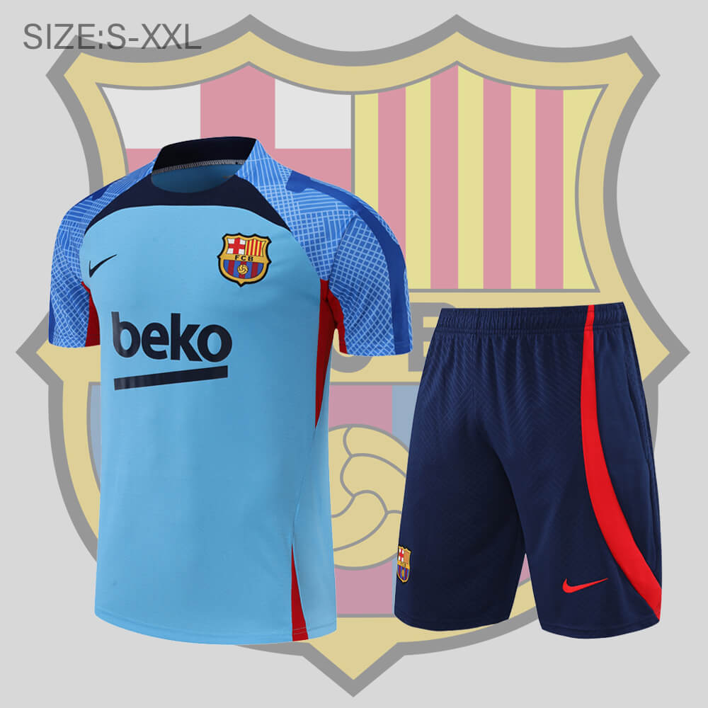 Maillot 22/23 B-arcelona Entreno Equipacion Manga Corta Bleu