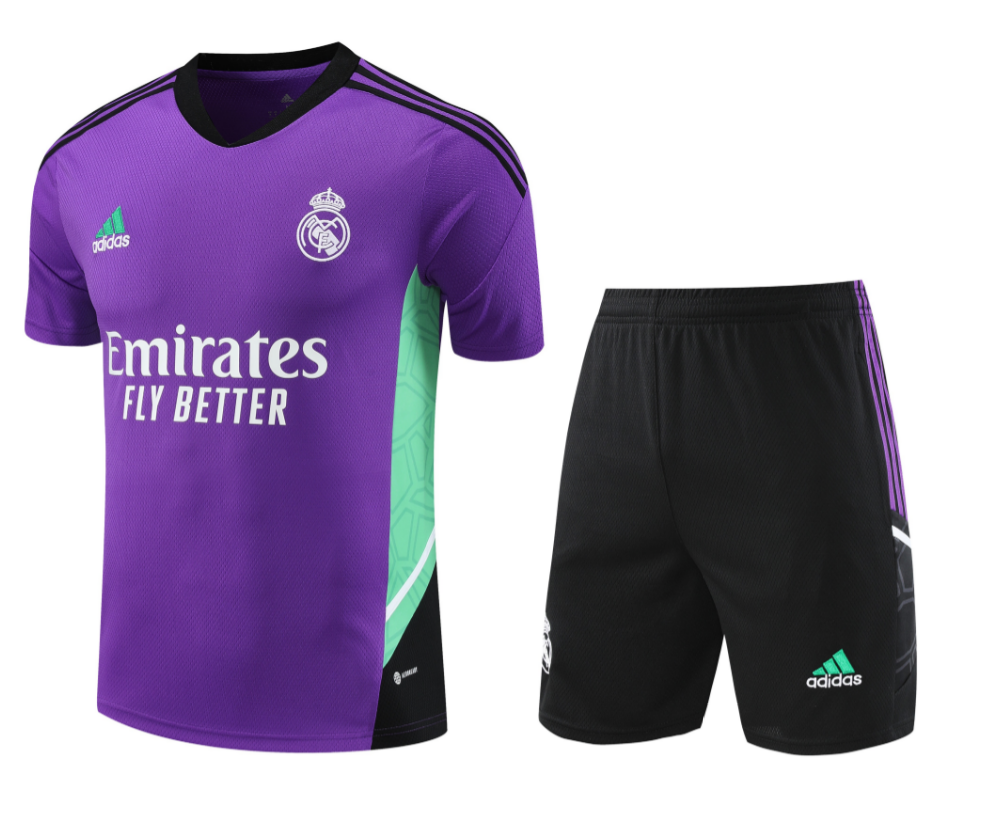 Maillot Real M adrid CF Pre-Match 2022-2023 Púrpura + Pantalon