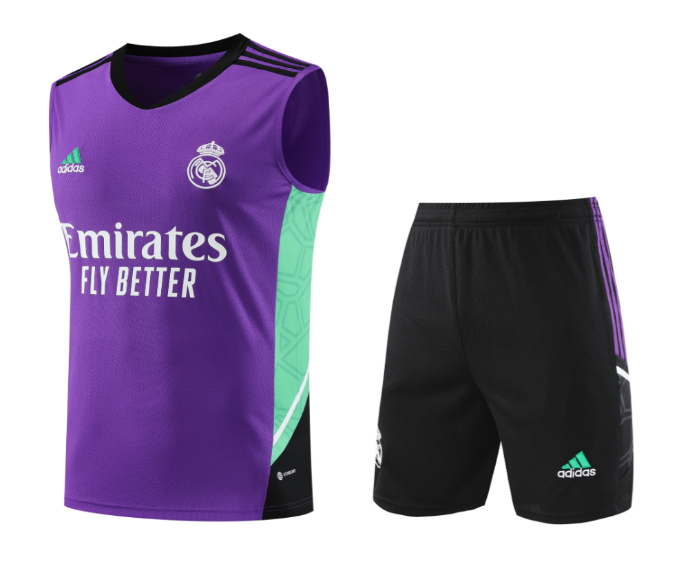 Maillot Sans Manche Real M adrid CF Pre-Match 2022-2023 Púrpura + Pantalon