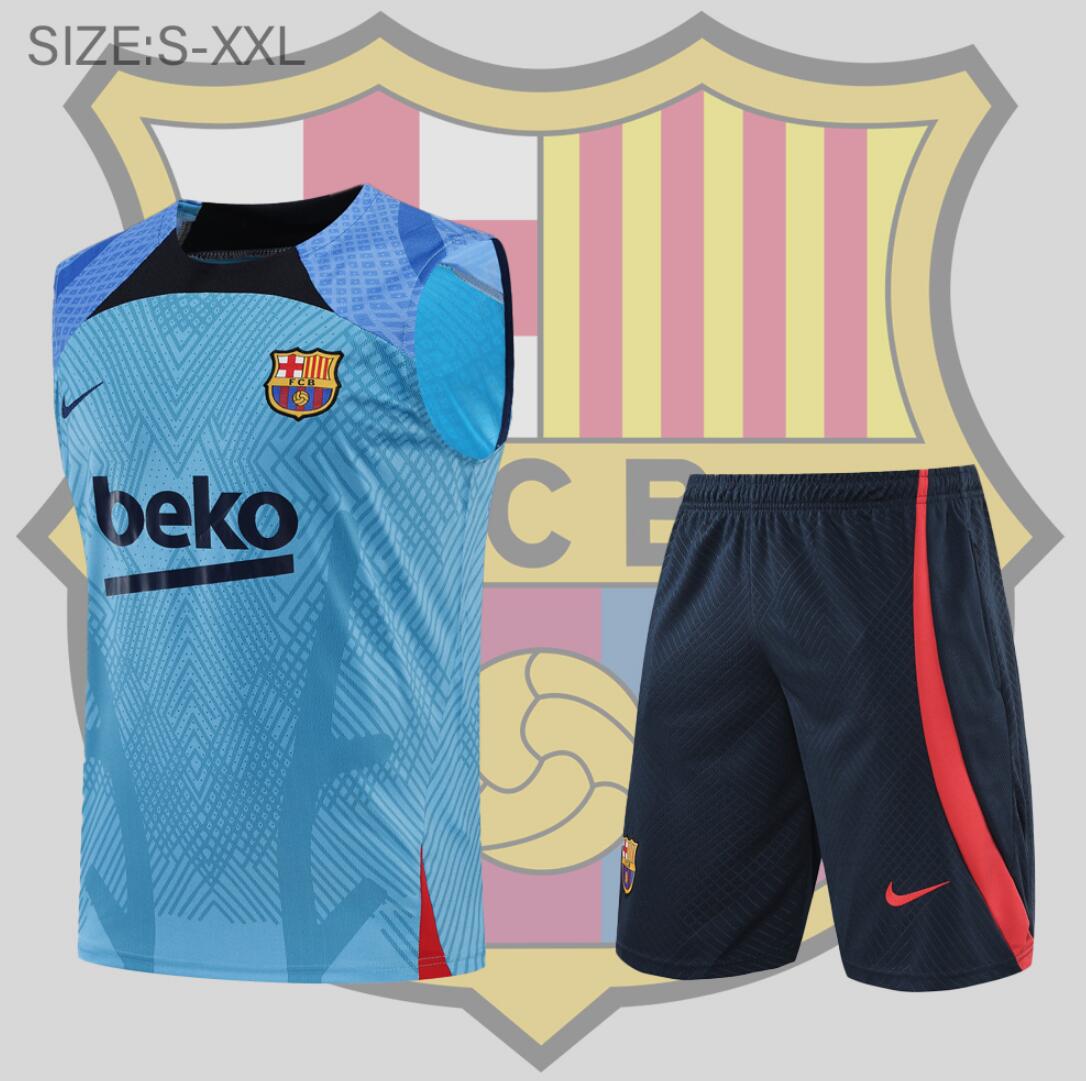 Maillot De Fútbol Sin Mangas B-arcelona 22/23 Bleu + Pantalone