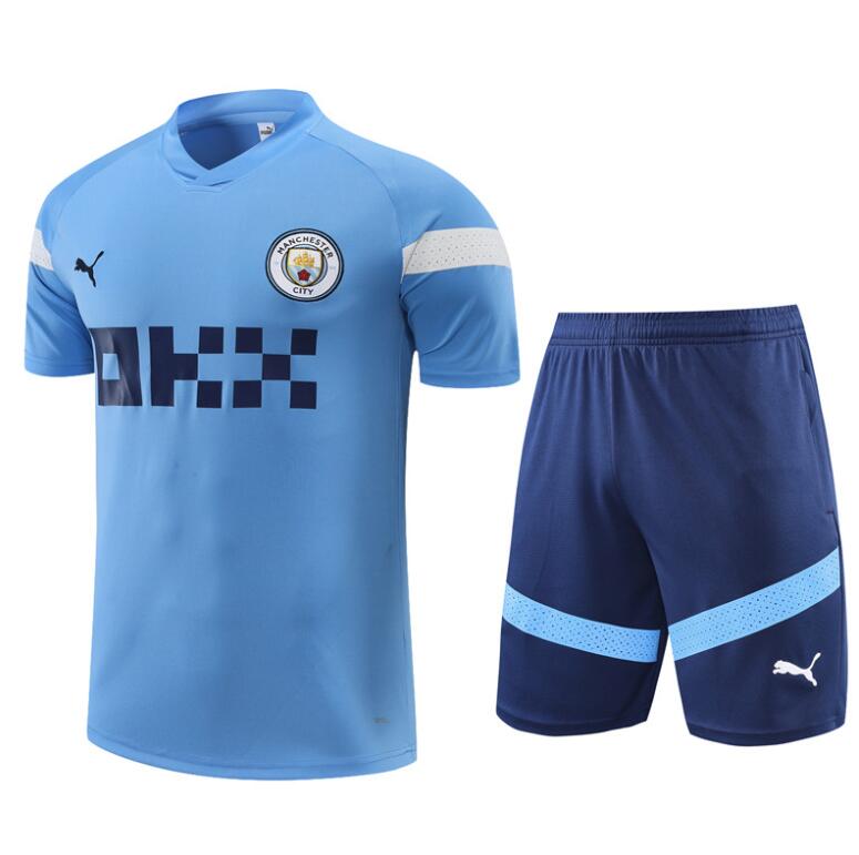 Maillot Manchester City Pre-Match 22/23 Bleu + Pantalon