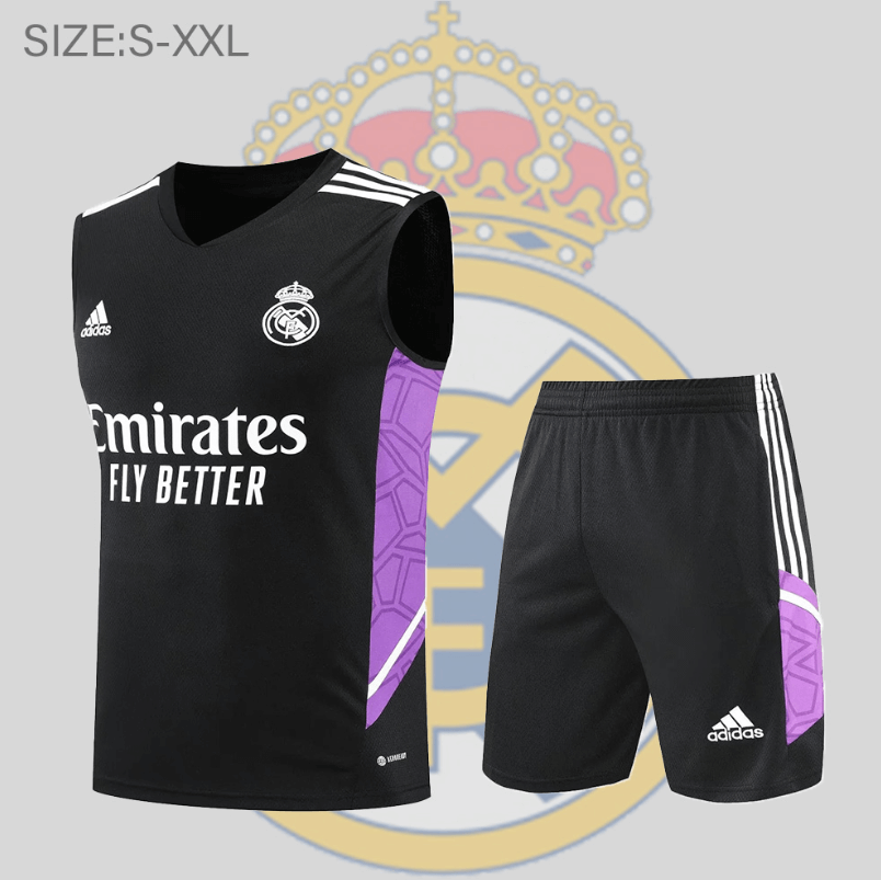 Maillot Sans Manche 22/23 Real M adrid Conjunto De Entreno Negra